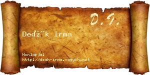Deák Irma névjegykártya