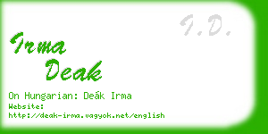 irma deak business card